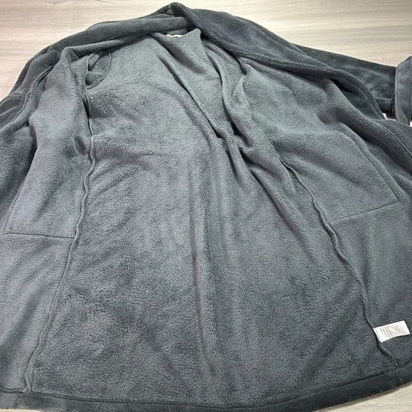 Tommy Bahama Robe Mens Medium Gray Fleece Belted Lounge Sleepwear Bathrobe - Picture 3 of 11